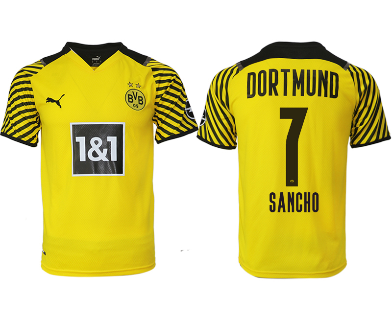 Men 2021-2022 Club Borussia Dortmund home yellow aaa version #7 Soccer Jersey->barcelona jersey->Soccer Club Jersey